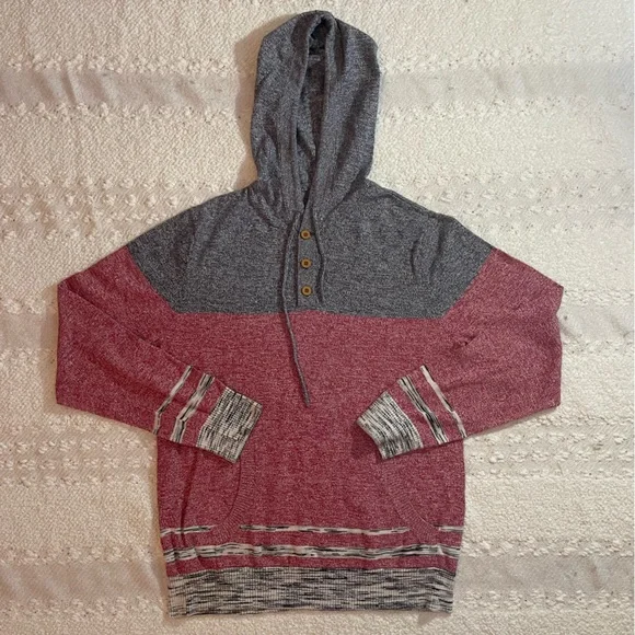 CPO Provisions (Urban Outfitters) Men’s Rd/Gra Henley Hooded Sweater - Picture 7 of 7